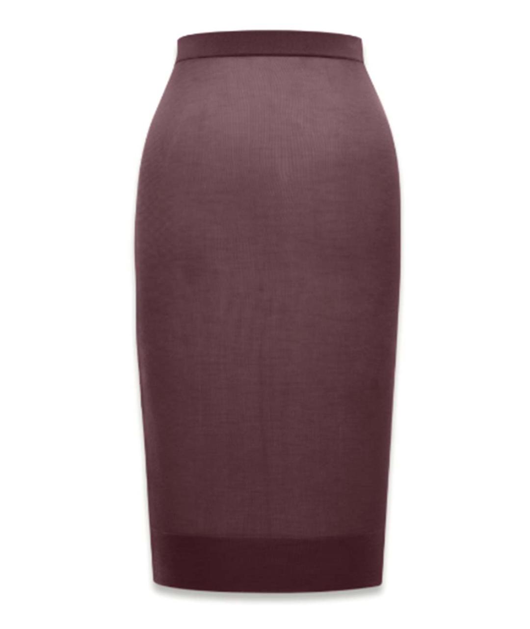 SAINT LAURENT Бордовая шелковая юбка миди, фото 1