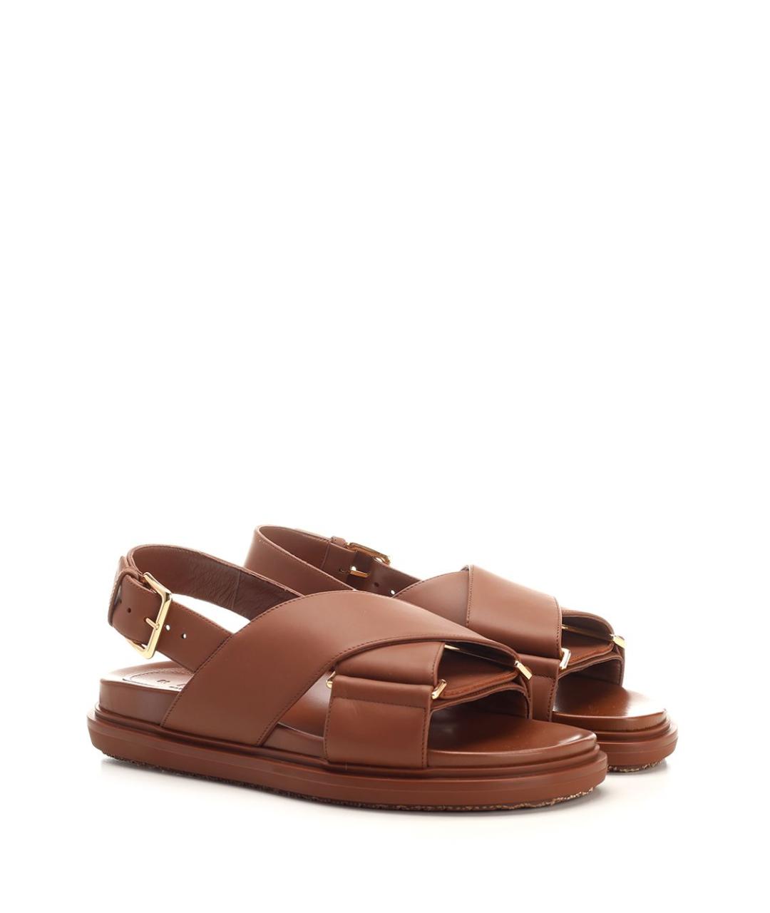 MARNI Коричневые кожаные сандалии, фото 2