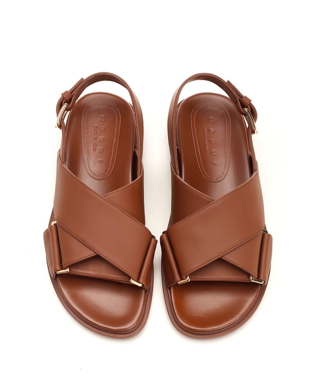 MARNI Коричневые кожаные сандалии, фото 5