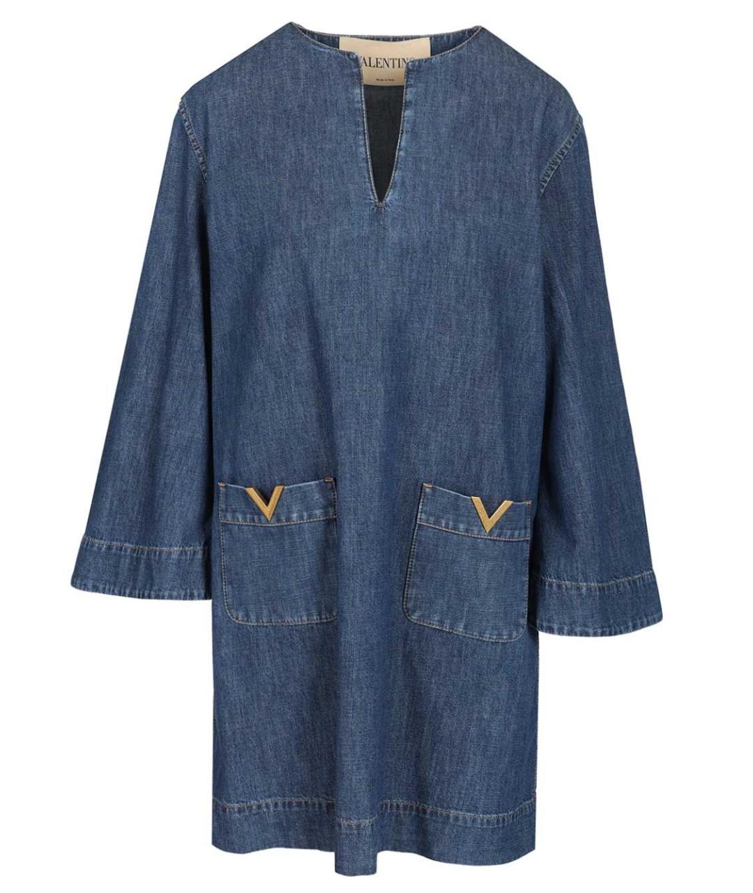 VALENTINO Синее хлопковое повседневное платье, фото 1