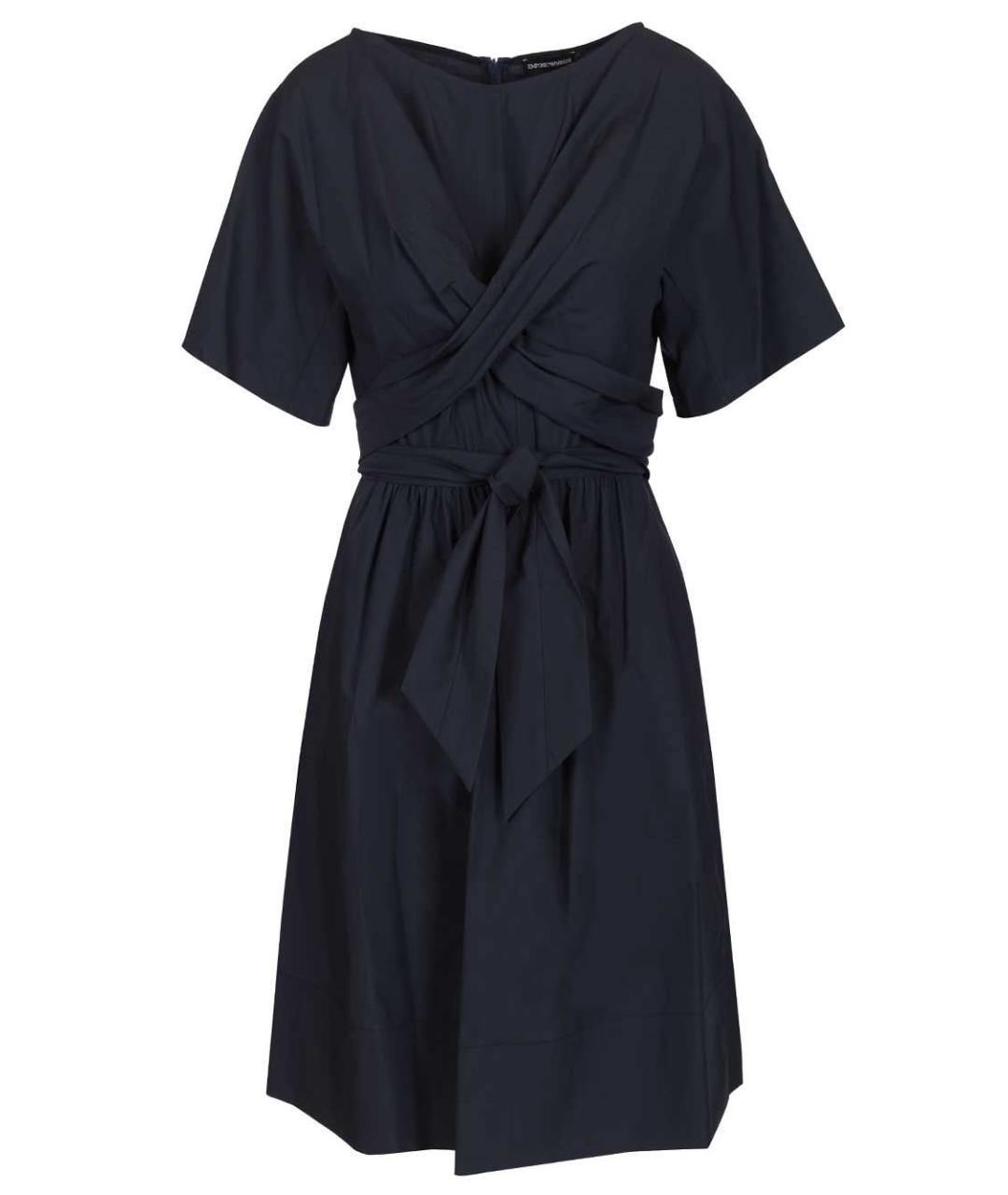 EMPORIO ARMANI Темно-синее хлопковое повседневное платье, фото 1