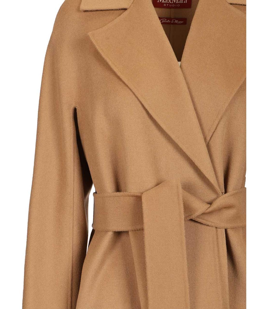 MAX MARA STUDIO Коричневое шерстяное пальто, фото 4