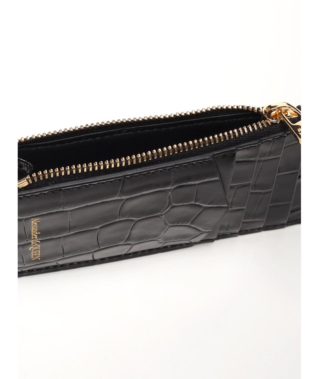 ALEXANDER MCQUEEN Черный кожаный кардхолдер, фото 4