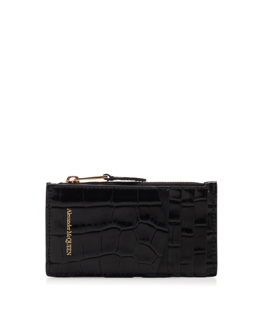 ALEXANDER MCQUEEN Черный кожаный кардхолдер, фото 1
