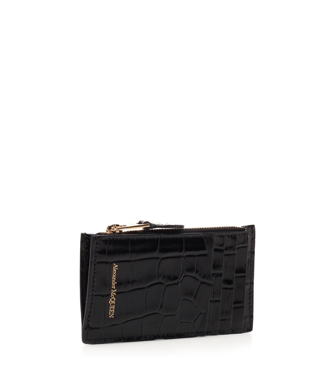 ALEXANDER MCQUEEN Черный кожаный кардхолдер, фото 2