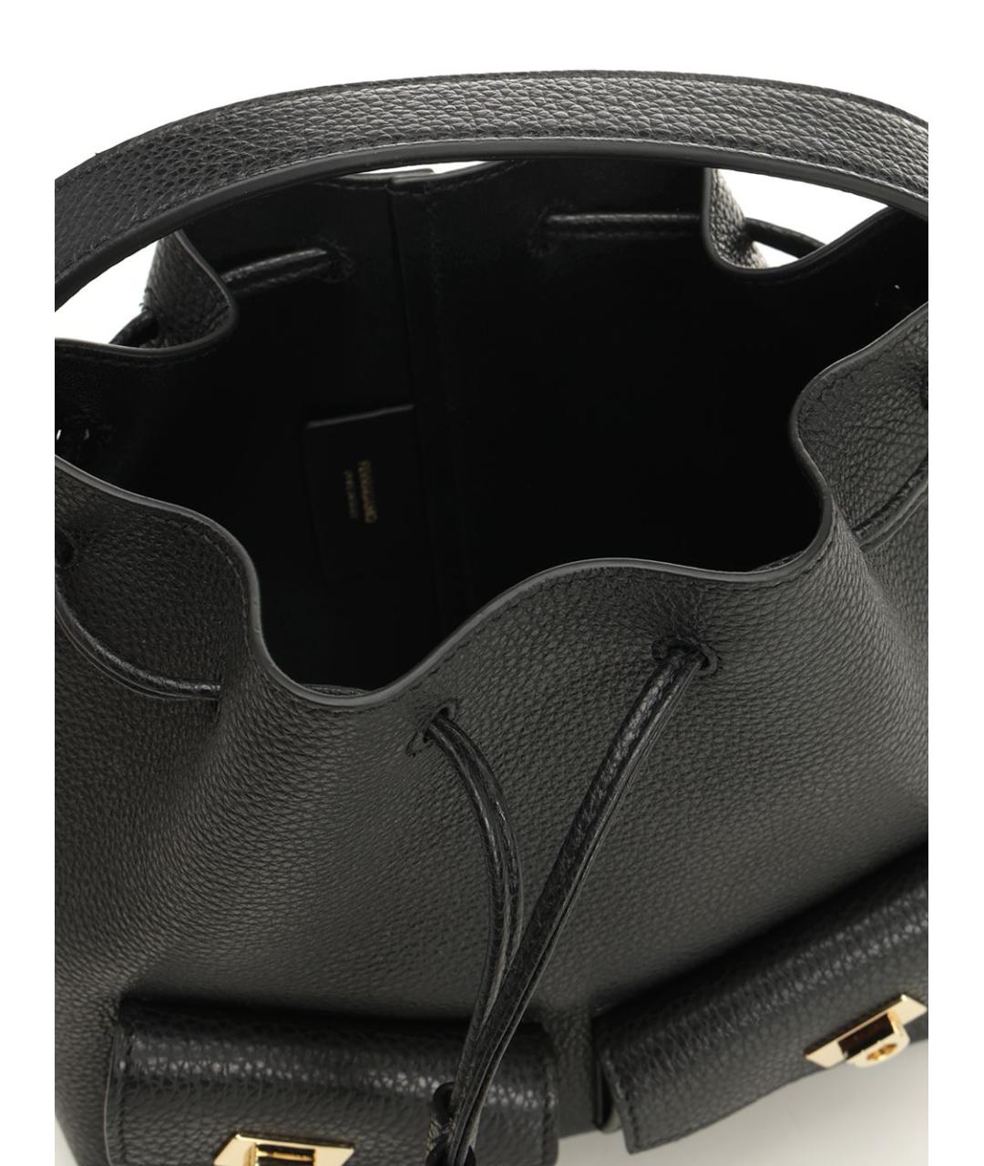 FERRAGAMO Черная кожаная сумка с короткими ручками, фото 4