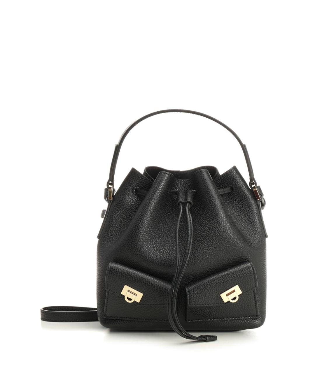 FERRAGAMO Черная кожаная сумка с короткими ручками, фото 1