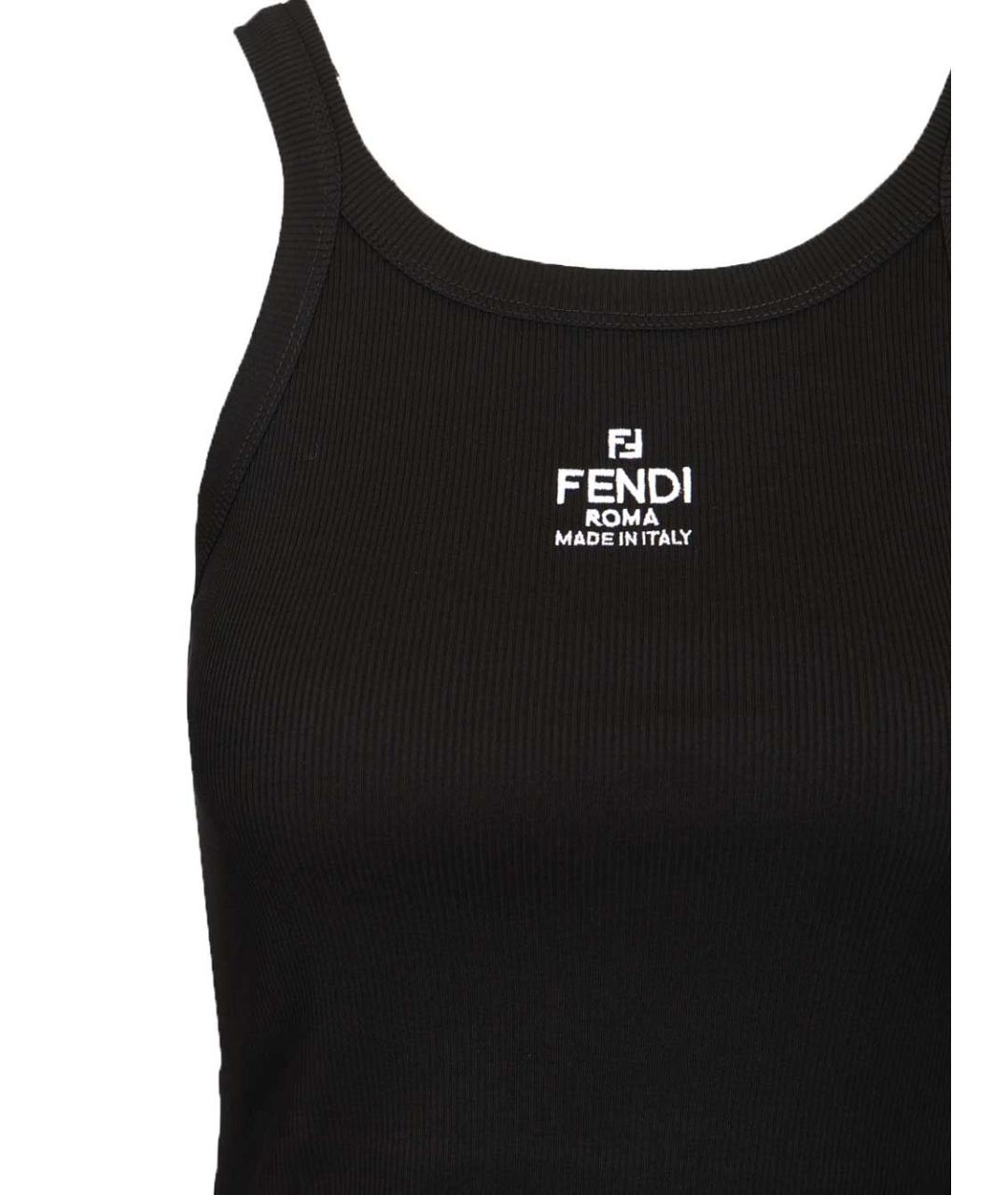 FENDI Черная хлопковая майка, фото 4