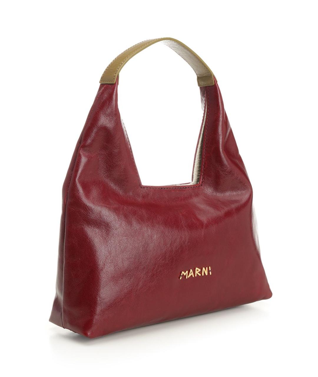 MARNI Бордовая кожаная сумка через плечо, фото 2