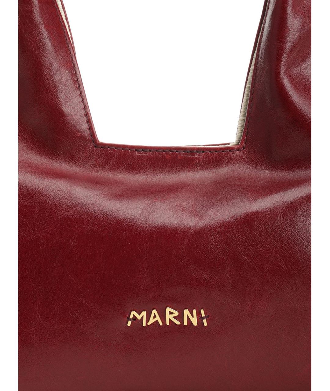 MARNI Бордовая кожаная сумка через плечо, фото 5