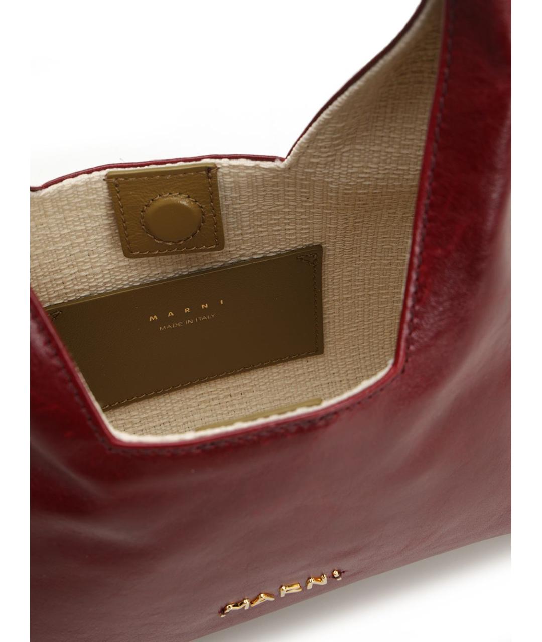 MARNI Бордовая кожаная сумка через плечо, фото 4