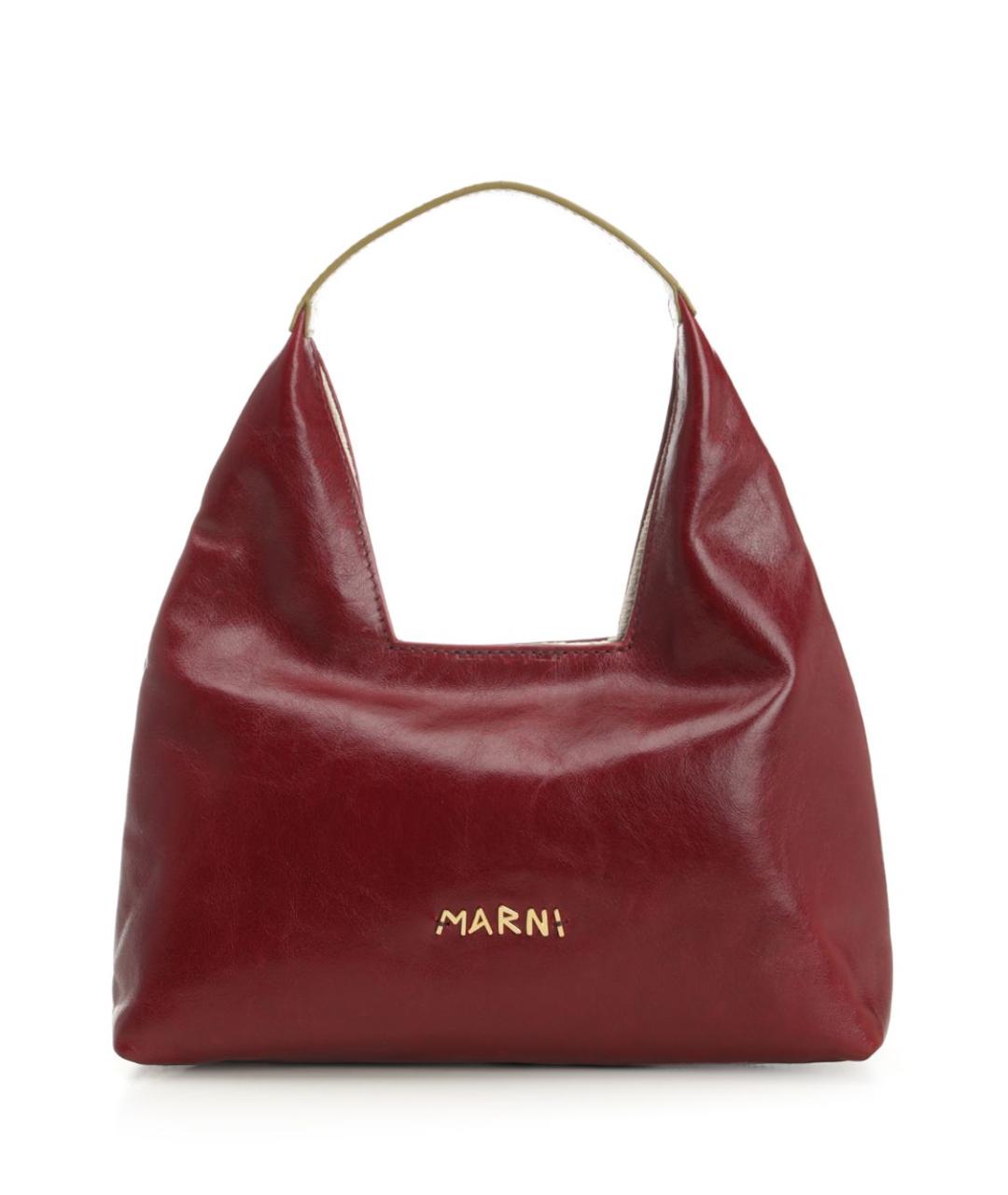 MARNI Бордовая кожаная сумка через плечо, фото 1