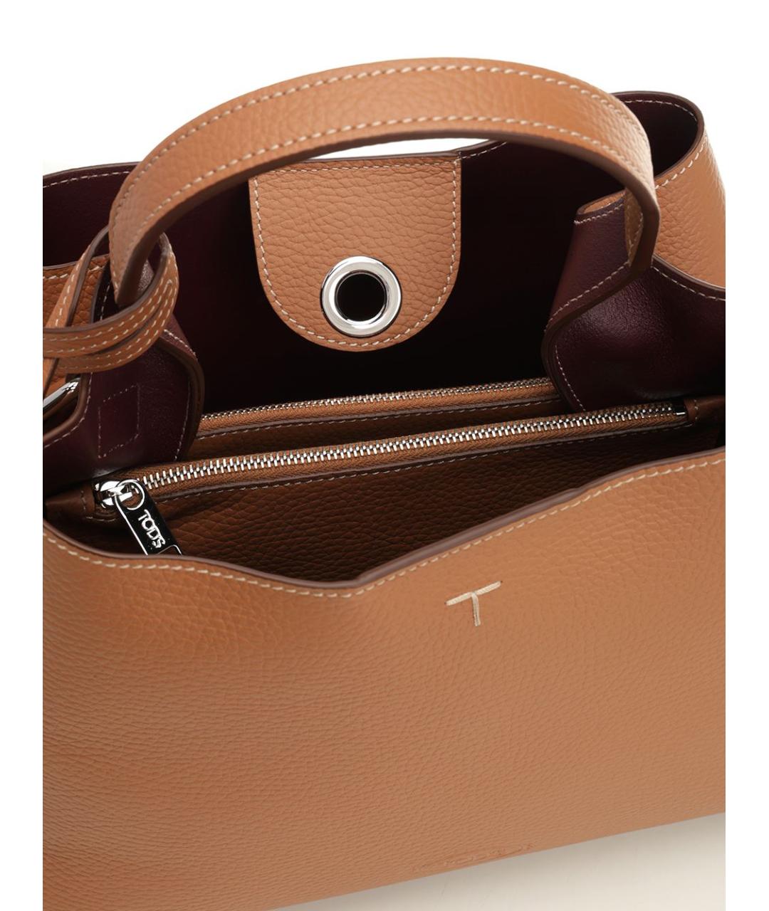 TOD'S Коричневая кожаная сумка тоут, фото 4