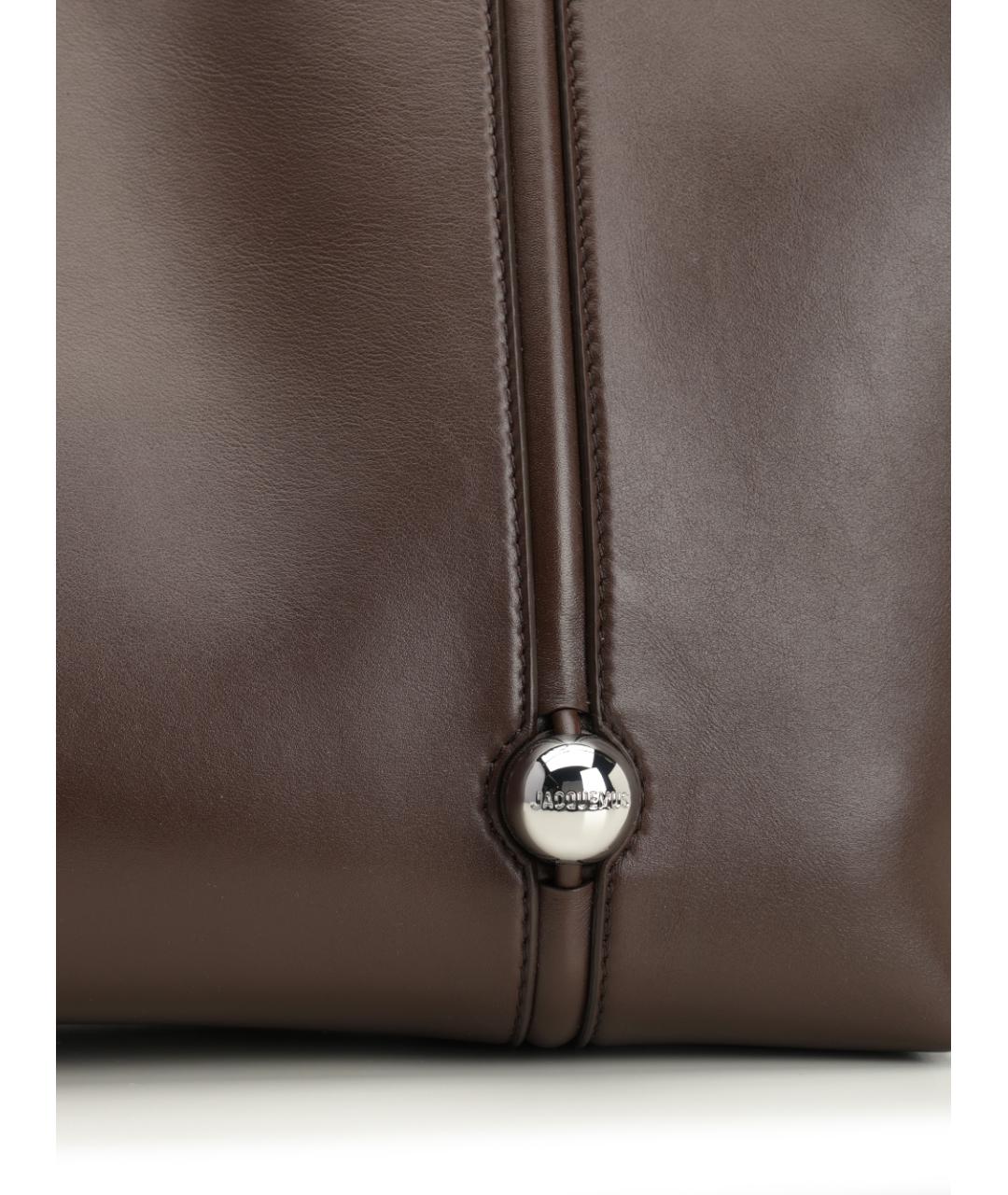 JACQUEMUS Коричневая кожаная сумка тоут, фото 5