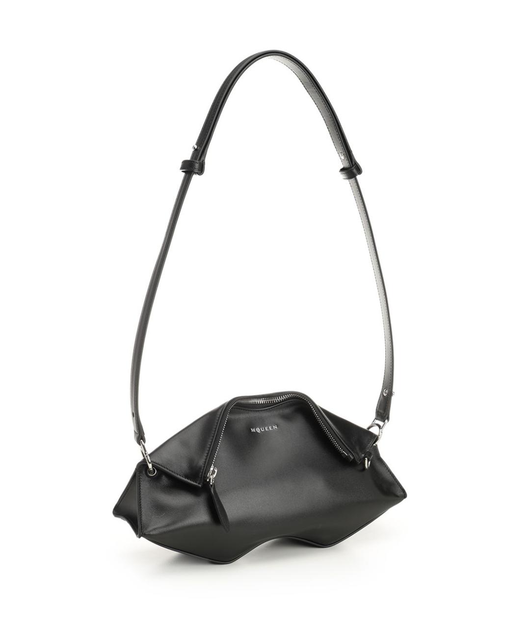 ALEXANDER MCQUEEN Черная кожаная сумка через плечо, фото 4