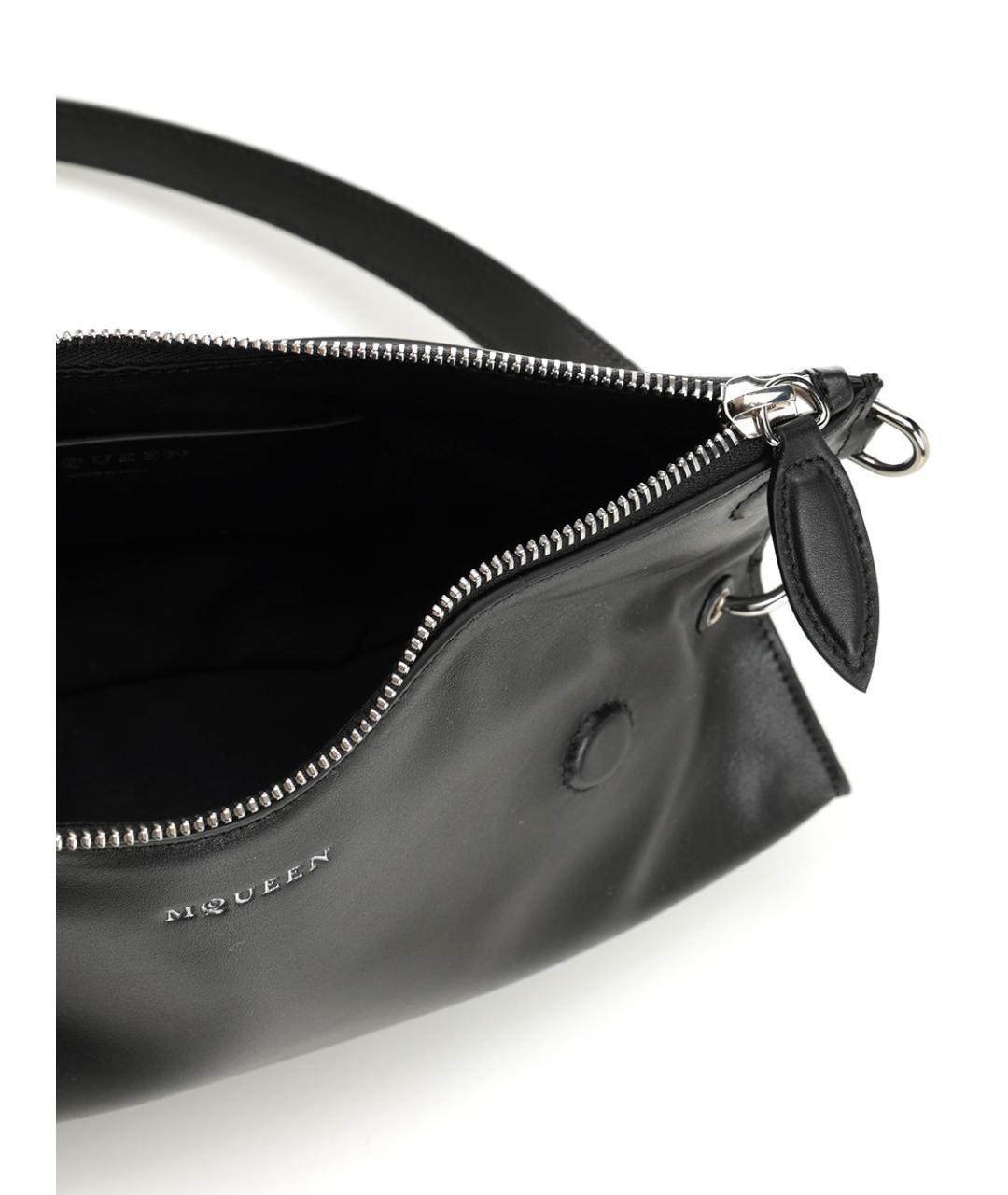 ALEXANDER MCQUEEN Черная кожаная сумка через плечо, фото 5