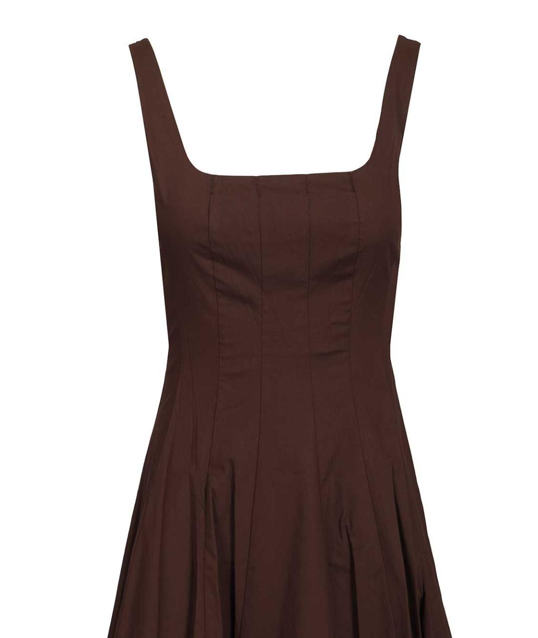 STAUD Коричневое хлопковое платье, фото 4