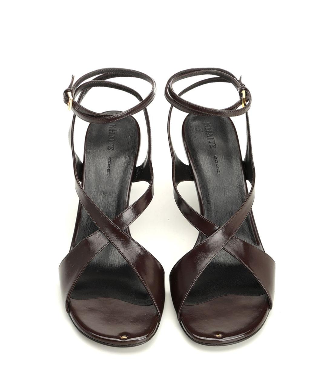 KHAITE Коричневые кожаные босоножки, фото 5