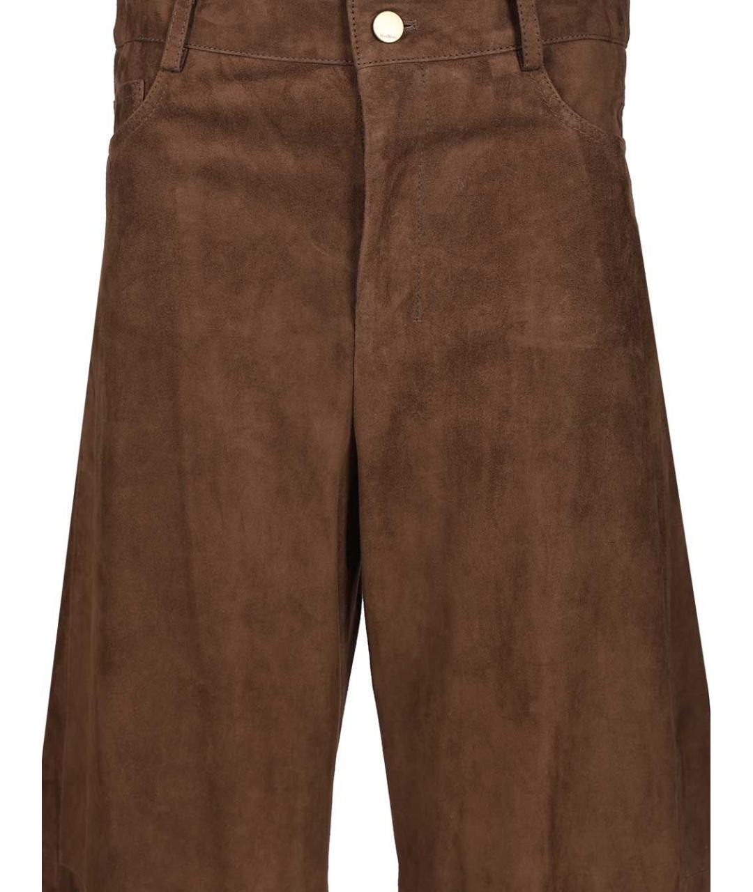 'S MAX MARA Коричневые замшевые брюки широкие, фото 4
