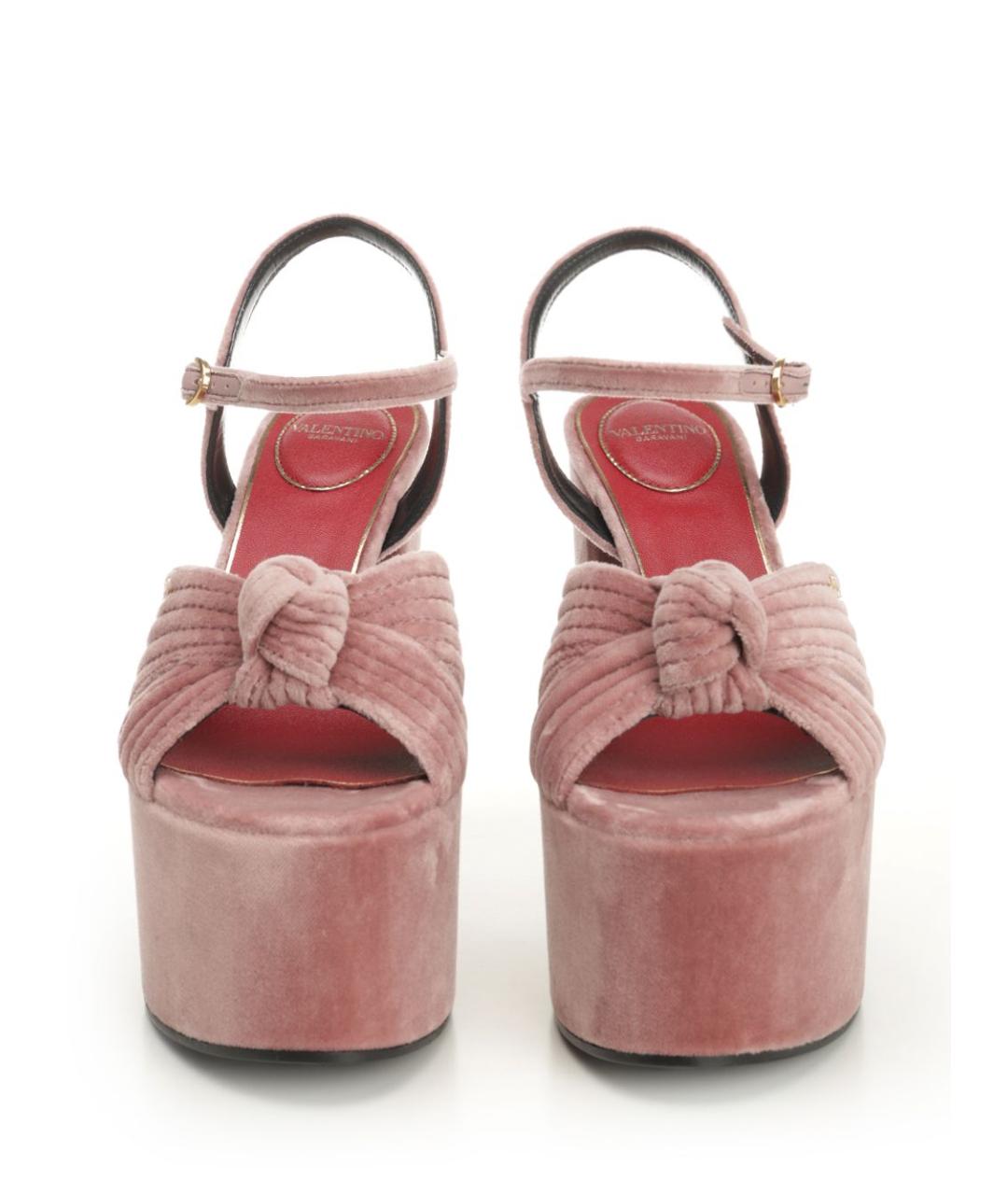 VALENTINO Розовые текстильные босоножки, фото 5