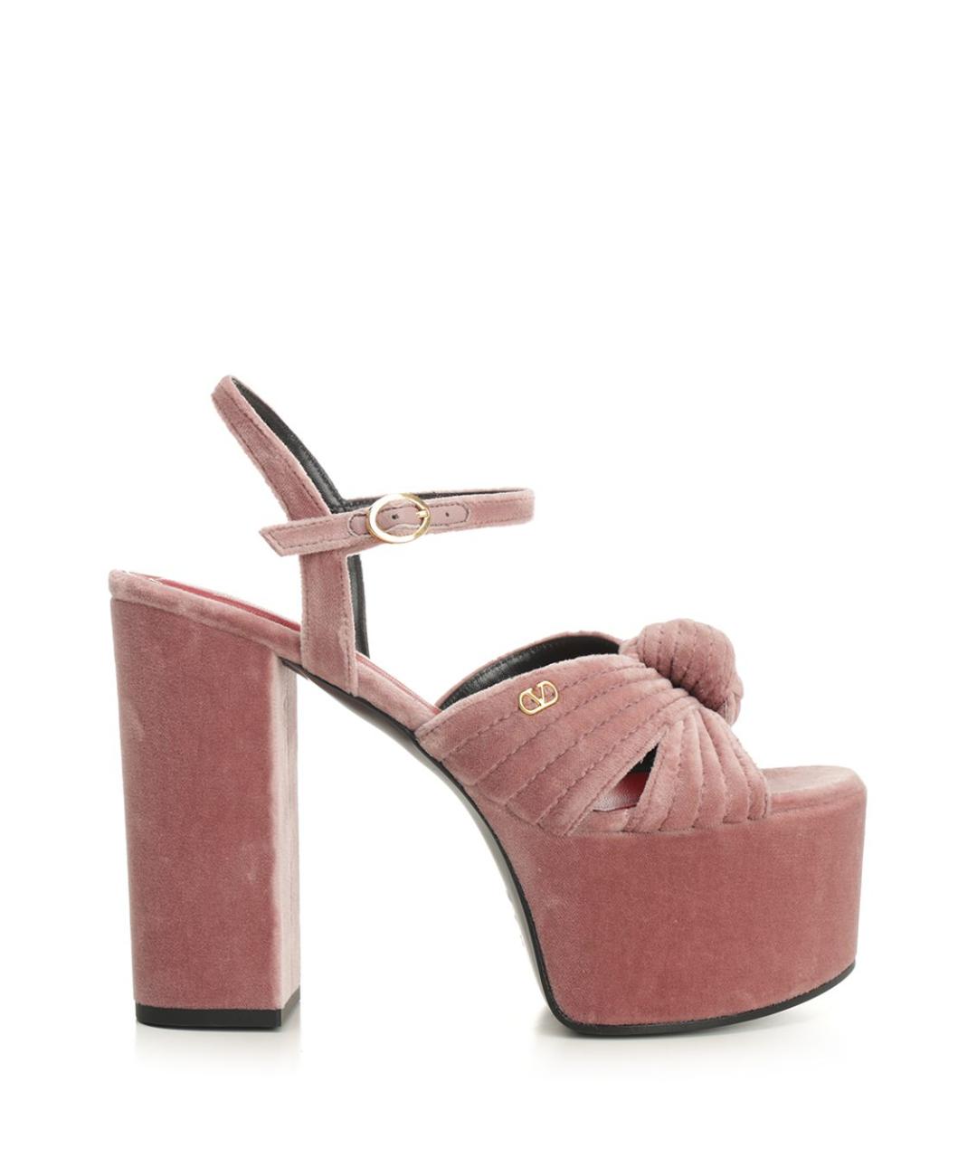 VALENTINO Розовые текстильные босоножки, фото 1