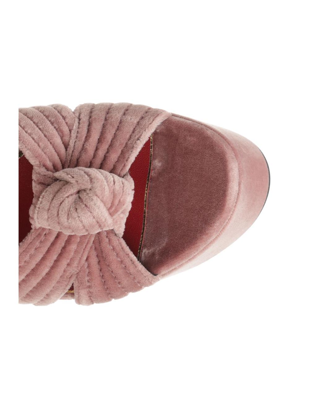 VALENTINO Розовые текстильные босоножки, фото 4