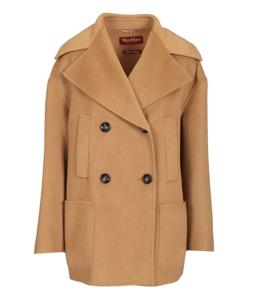 MAX MARA STUDIO Бежевое шерстяное пальто, фото 1