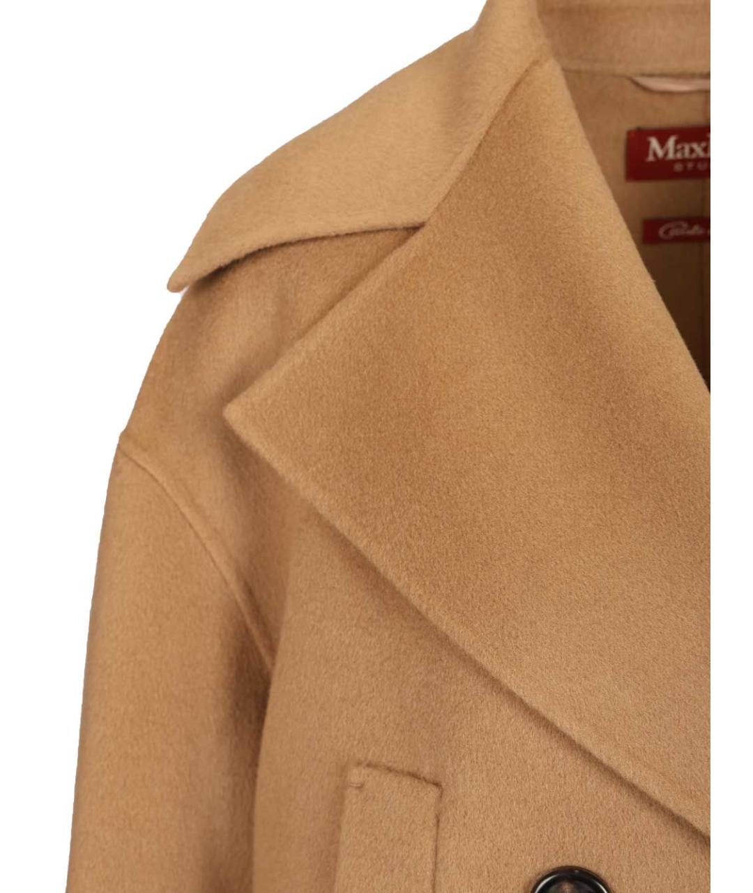 MAX MARA STUDIO Бежевое шерстяное пальто, фото 4