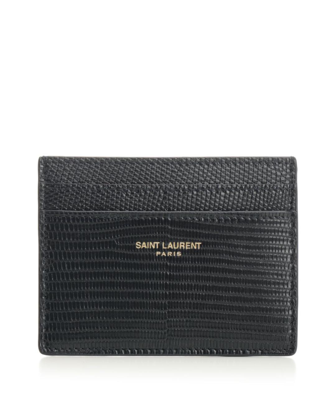 SAINT LAURENT Черный кожаный кардхолдер, фото 1