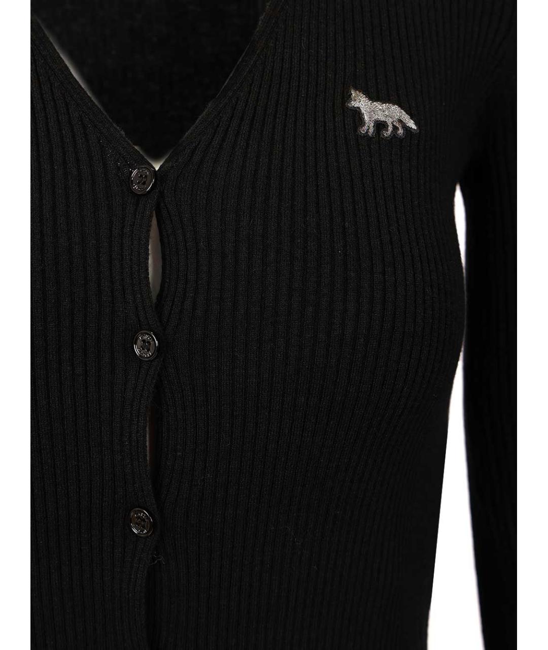 MAISON KITSUNE Черный шерстяной кардиган, фото 4
