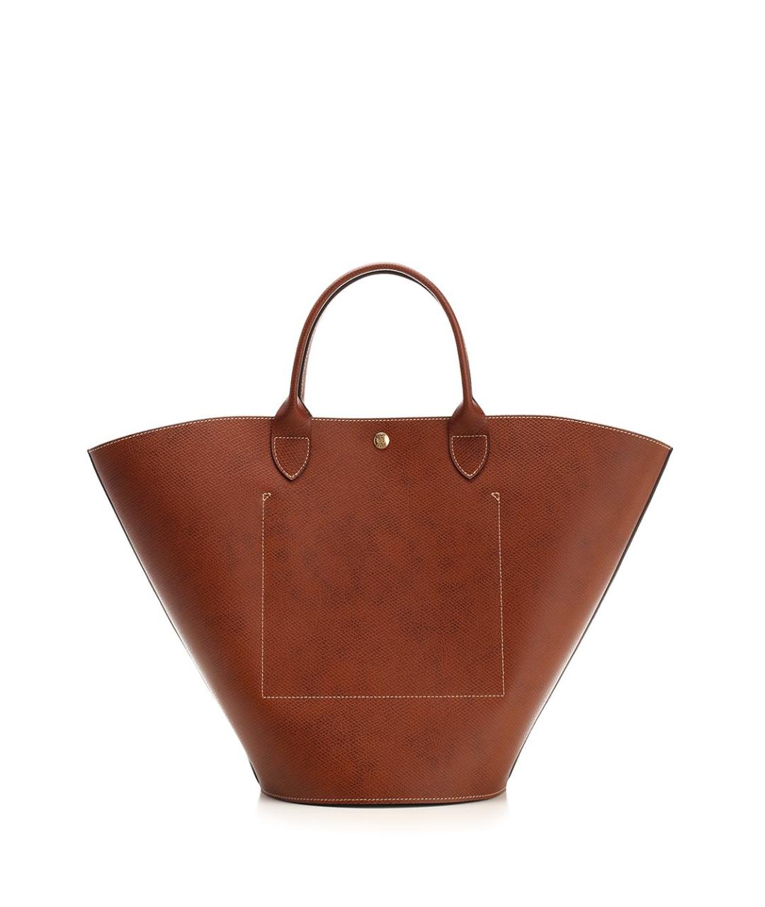 LONGCHAMP Коричневая кожаная сумка тоут, фото 3