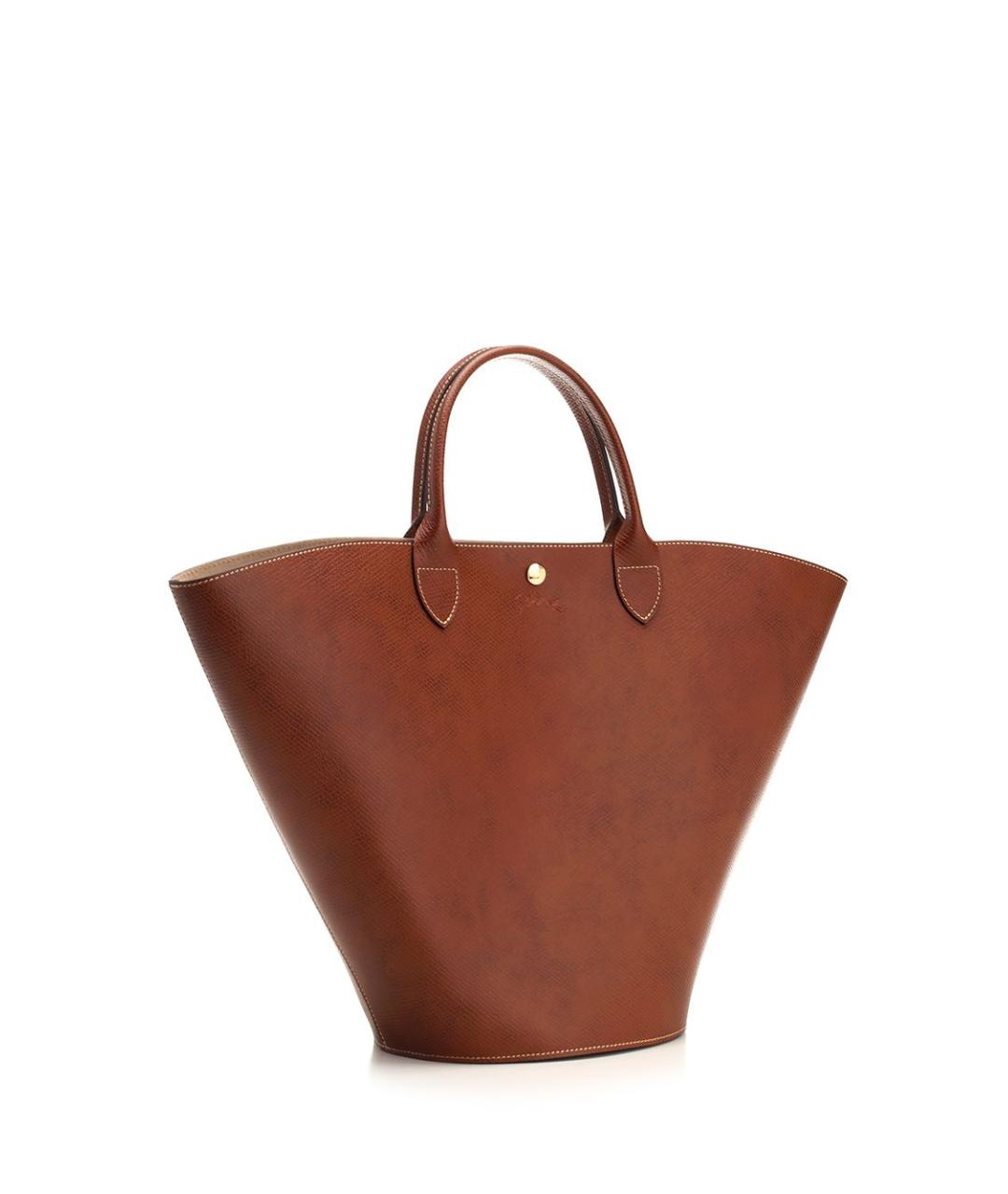 LONGCHAMP Коричневая кожаная сумка тоут, фото 2