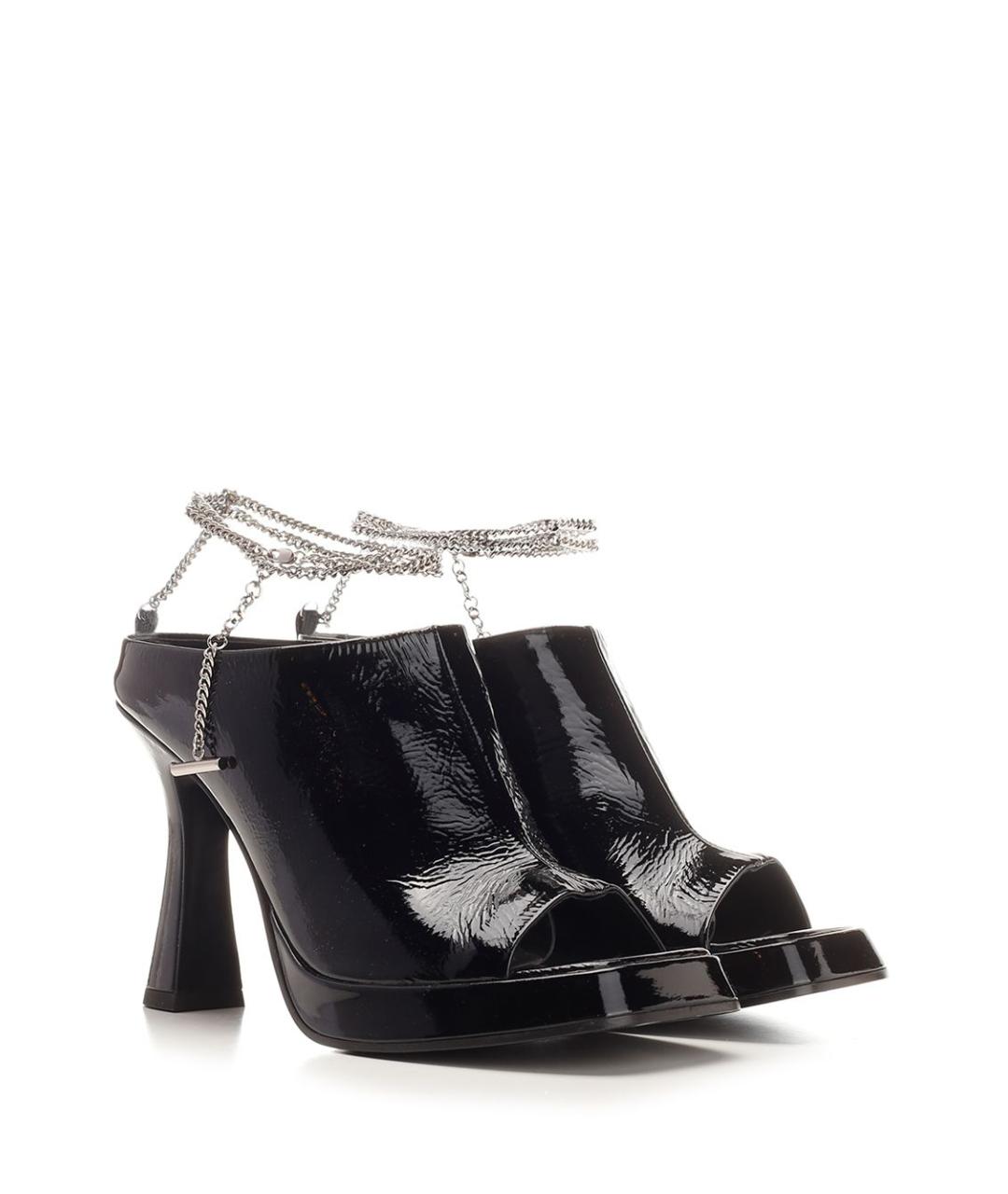 ALEXANDER MCQUEEN Черные босоножки из лакированной кожи, фото 2