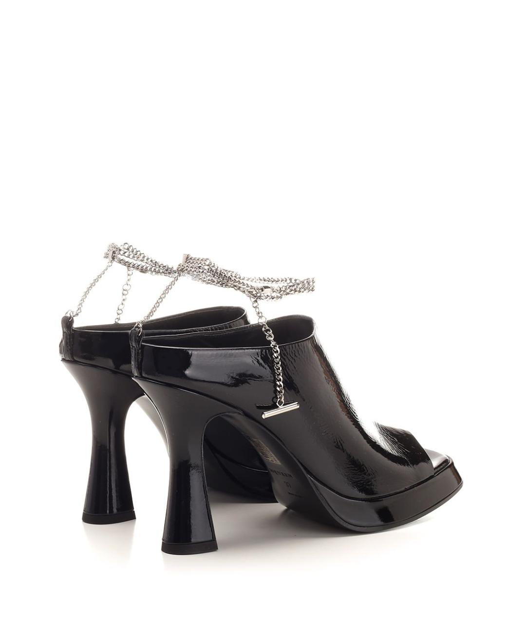 ALEXANDER MCQUEEN Черные босоножки из лакированной кожи, фото 3