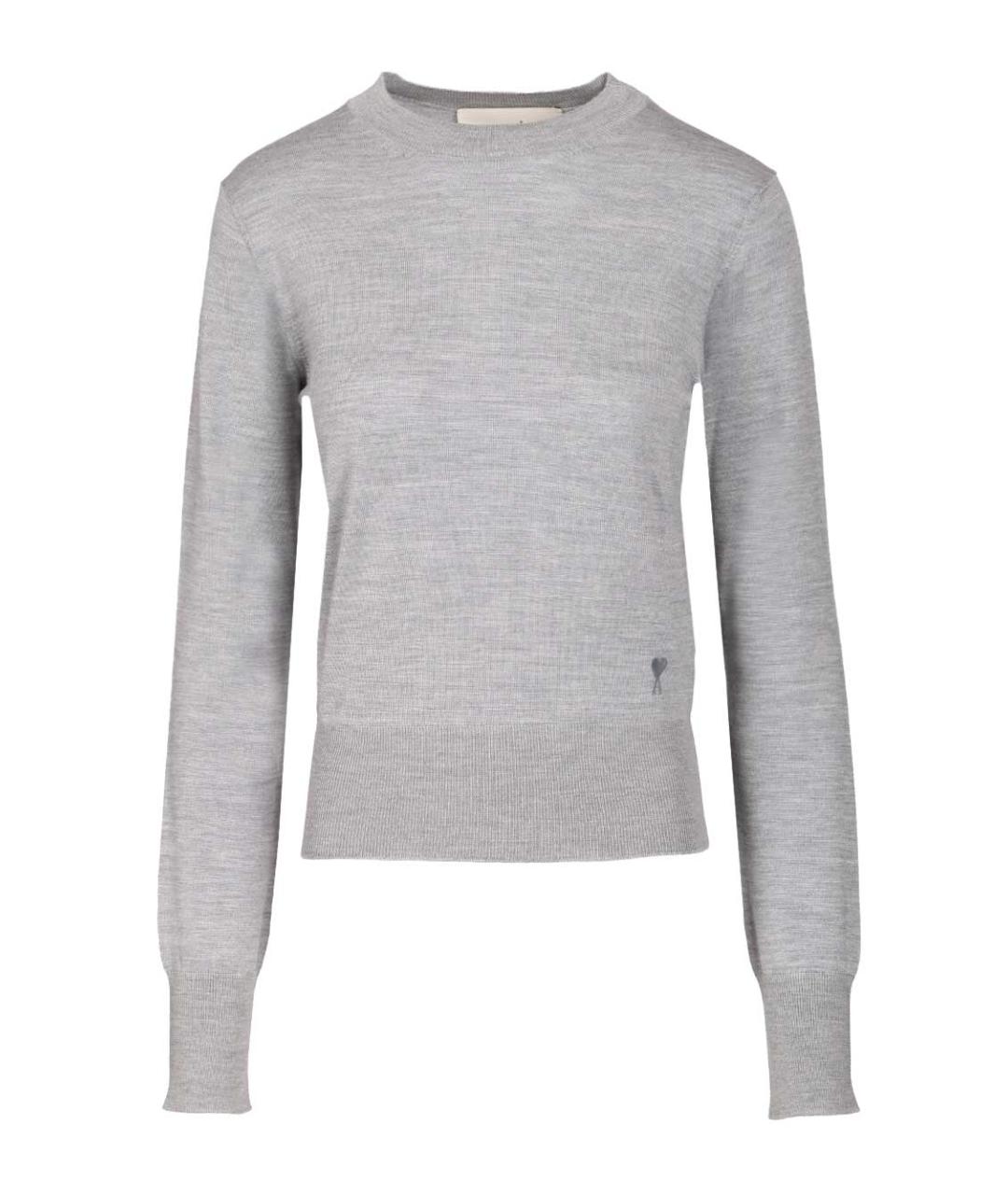 Ami Paris Серый шерстяной джемпер / свитер, фото 1