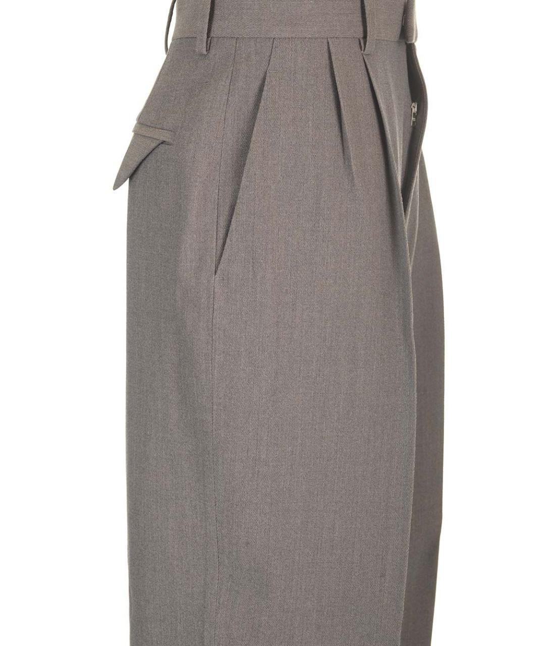 BOTTEGA VENETA Серые шерстяные прямые брюки, фото 4