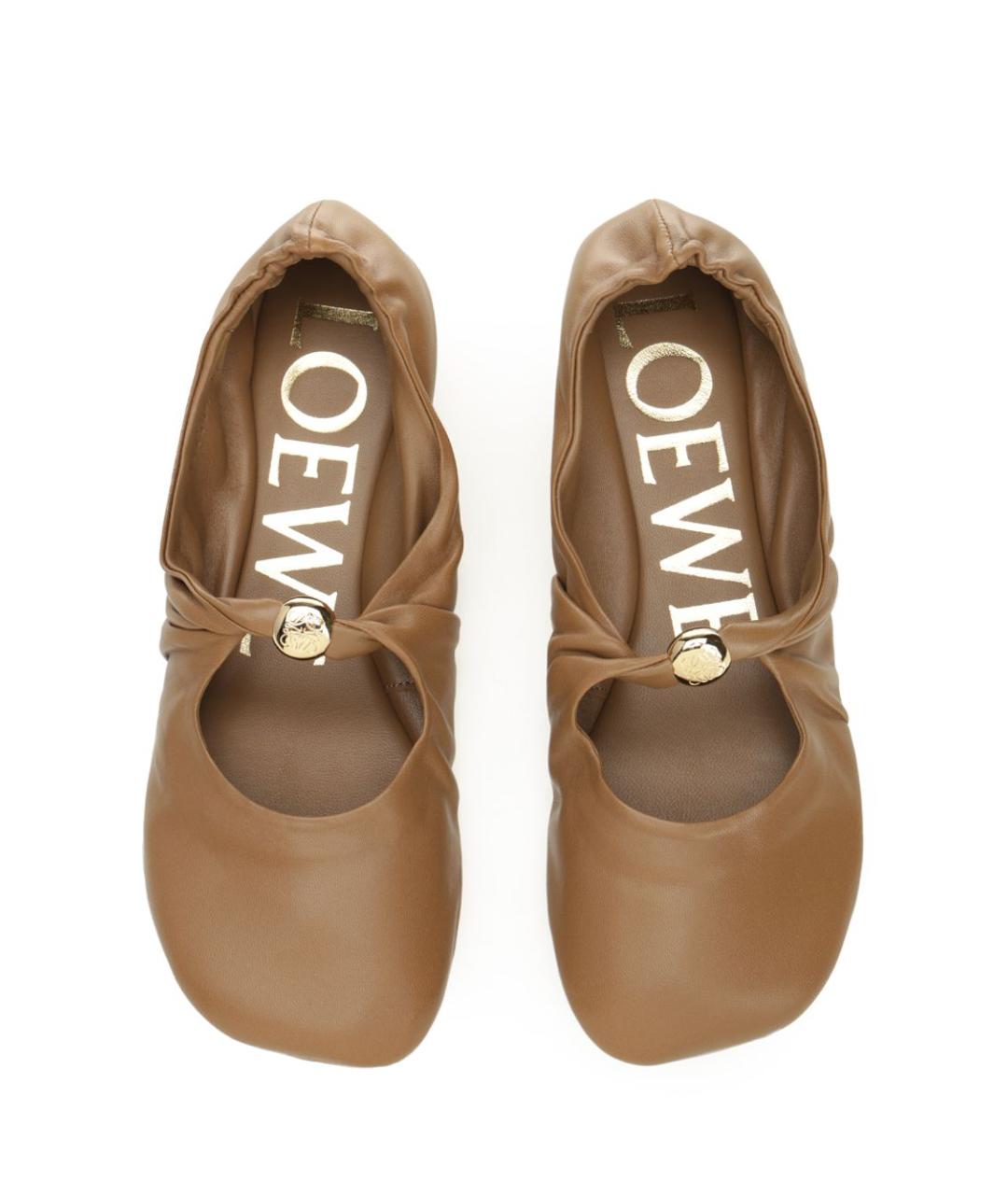 LOEWE Бежевые кожаные балетки, фото 5