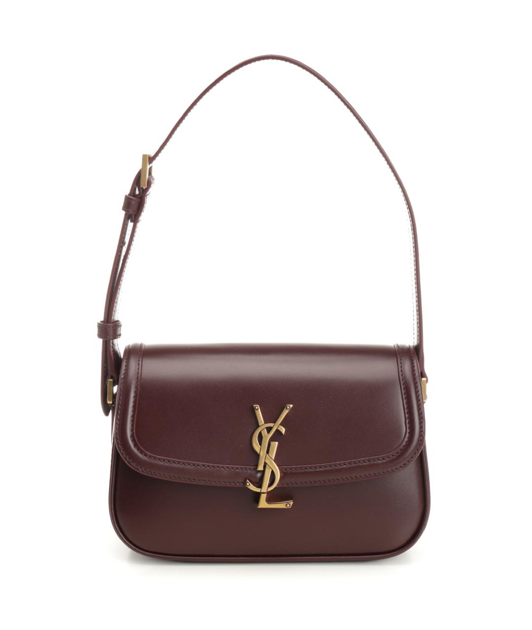 SAINT LAURENT Бордовая кожаная сумка через плечо, фото 1