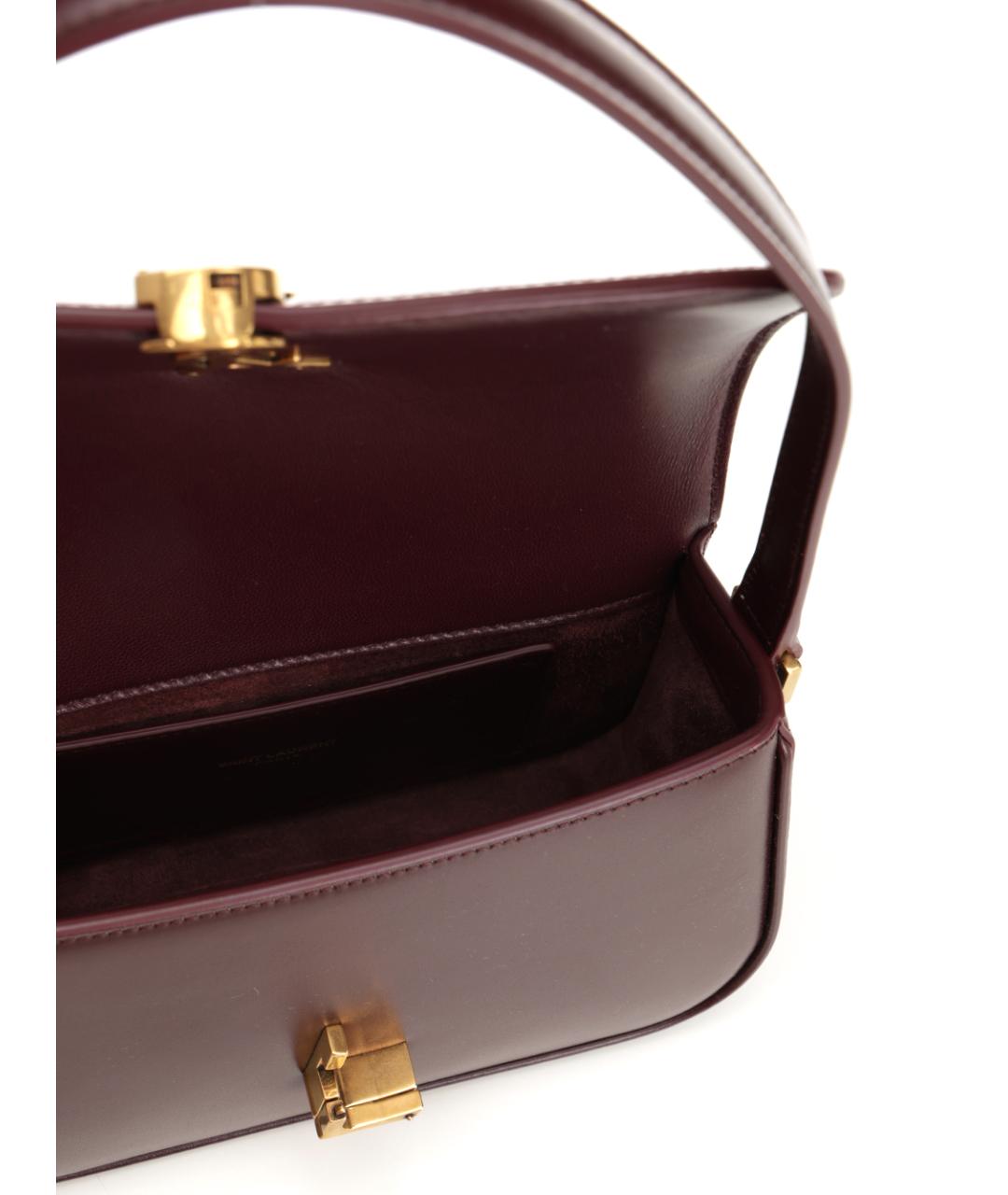 SAINT LAURENT Бордовая кожаная сумка через плечо, фото 4