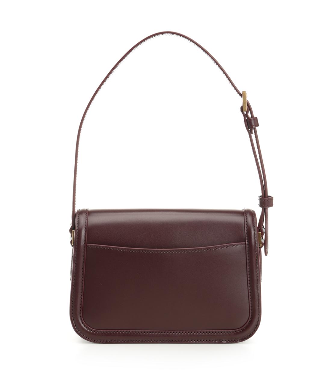 SAINT LAURENT Бордовая кожаная сумка через плечо, фото 3