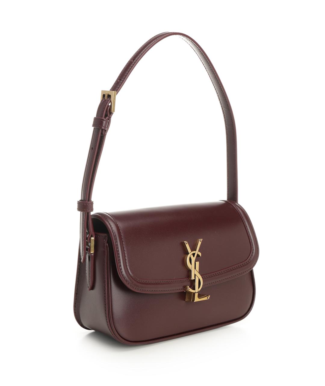 SAINT LAURENT Бордовая кожаная сумка через плечо, фото 2