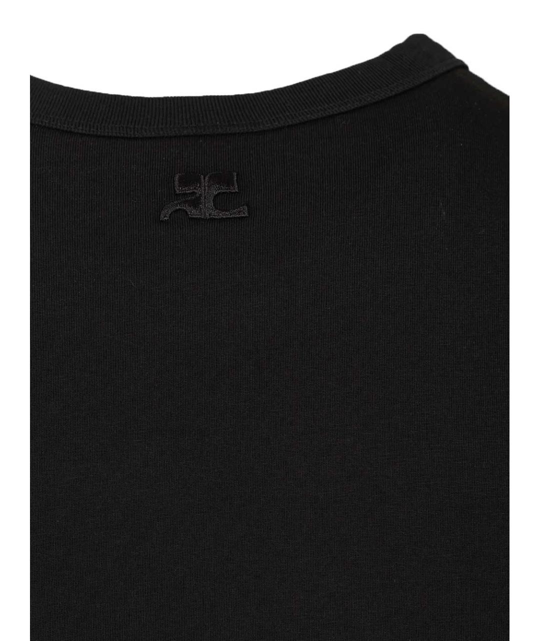 COURREGES Черная хлопковая футболка, фото 4