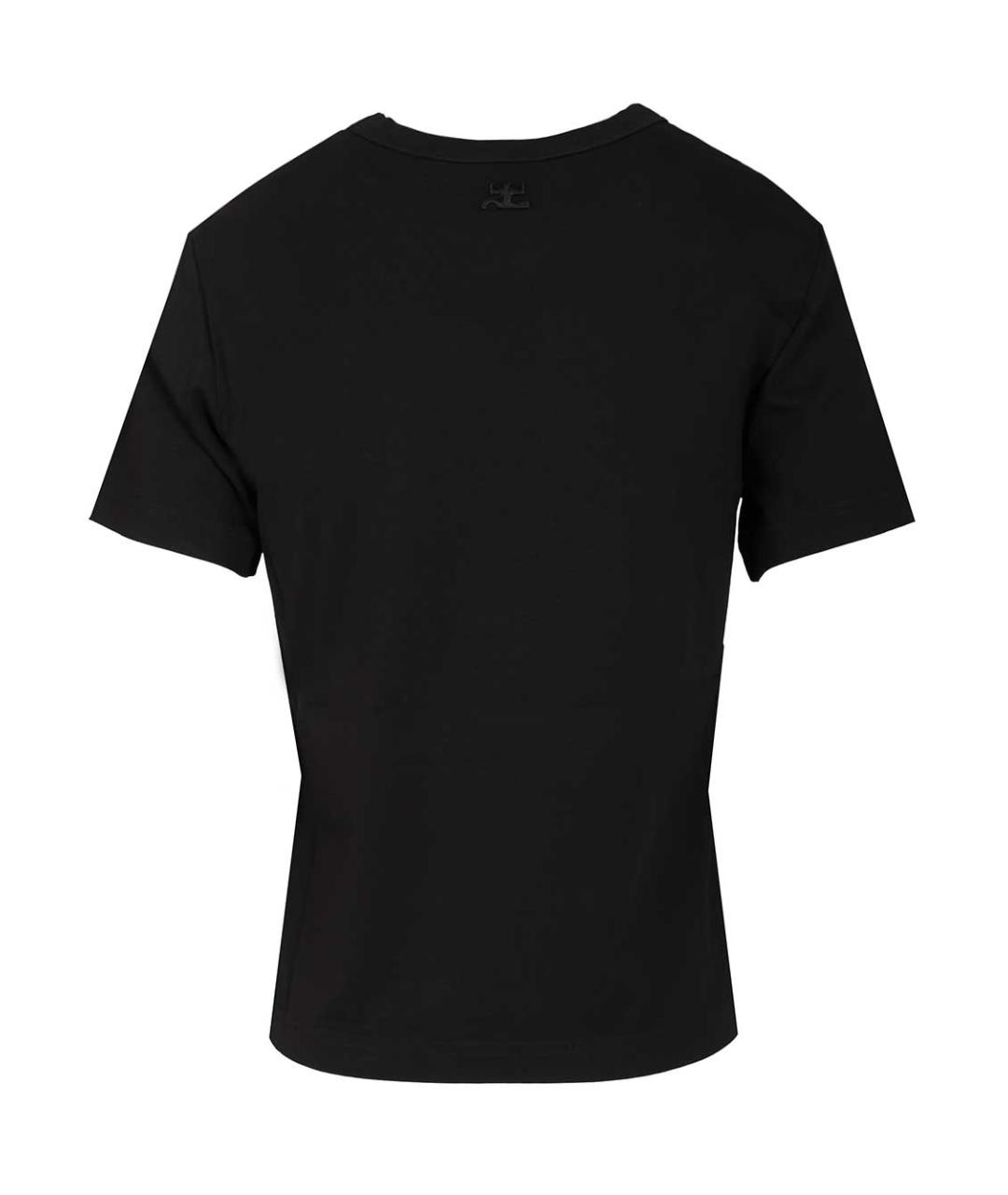 COURREGES Черная хлопковая футболка, фото 2