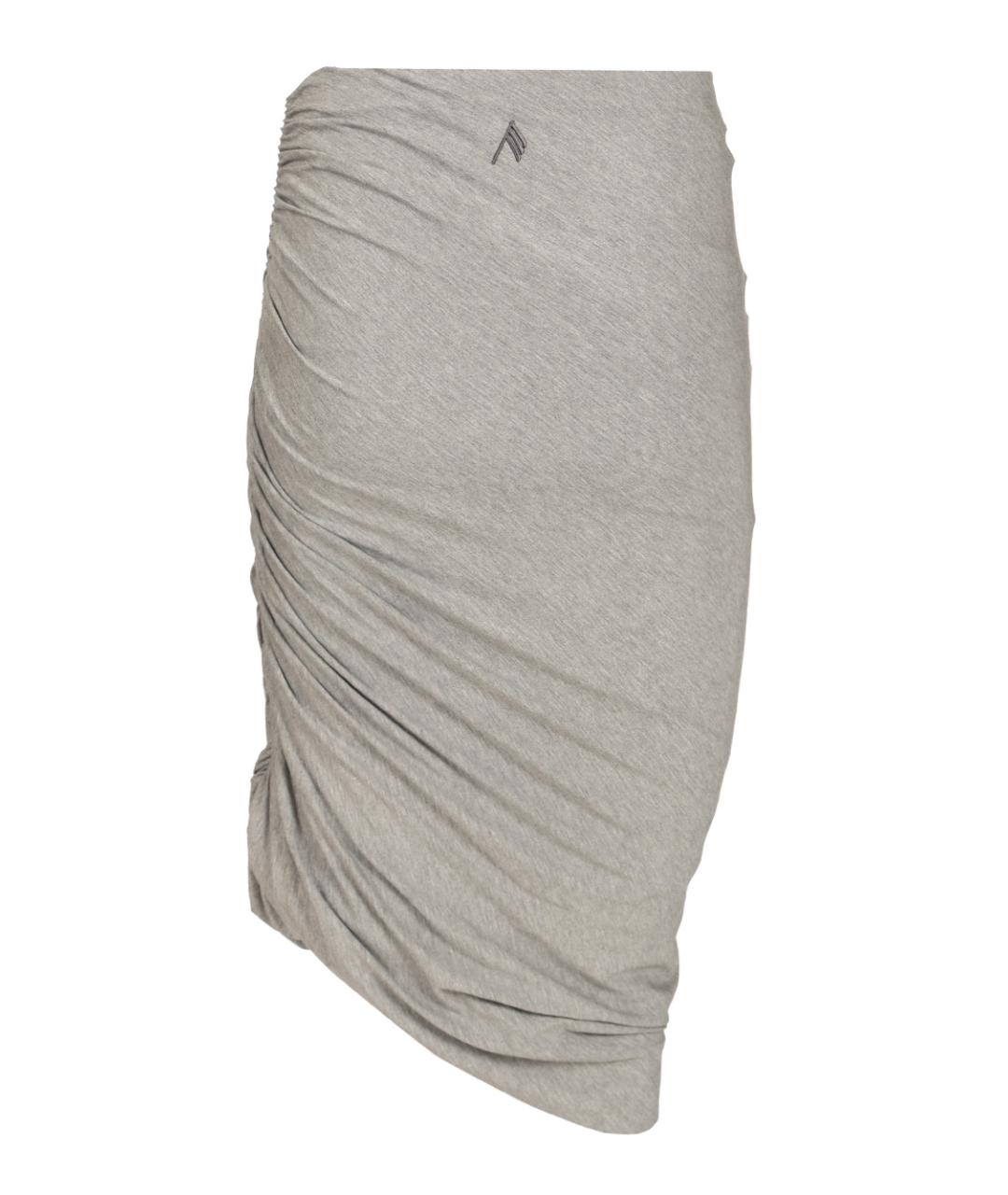 THE ATTICO Серая вискозная юбка миди, фото 2