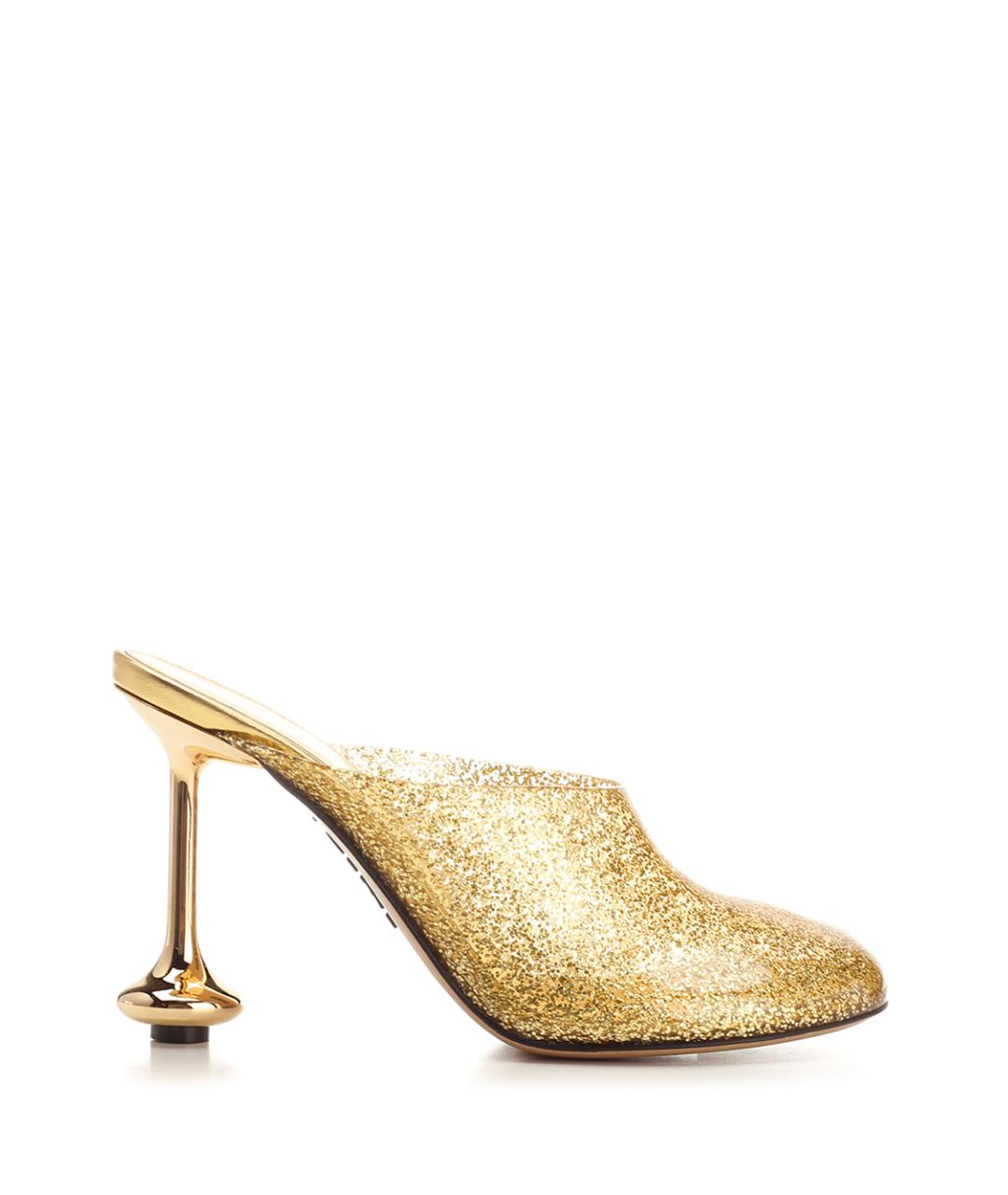LOEWE Золотые кожаные мюли, фото 1