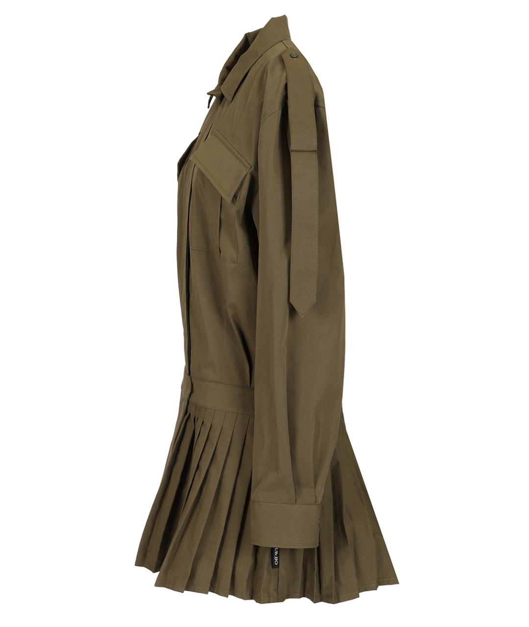 OFF-WHITE Хаки хлопковое повседневное платье, фото 3