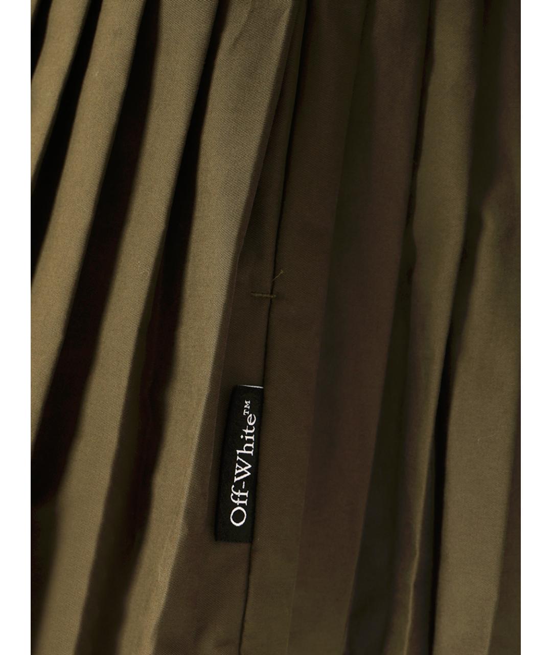 OFF-WHITE Хаки хлопковое повседневное платье, фото 7