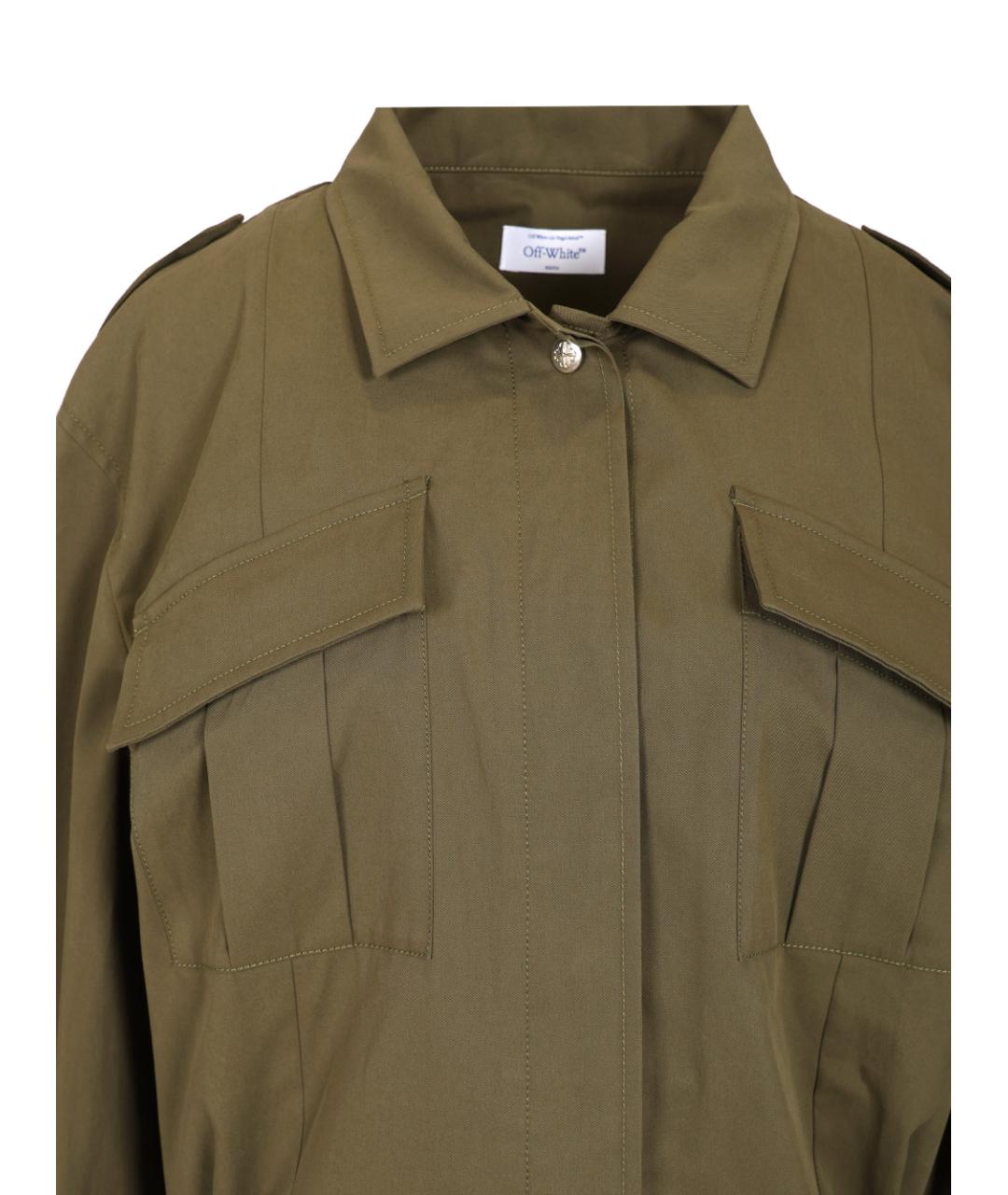 OFF-WHITE Хаки хлопковое повседневное платье, фото 4