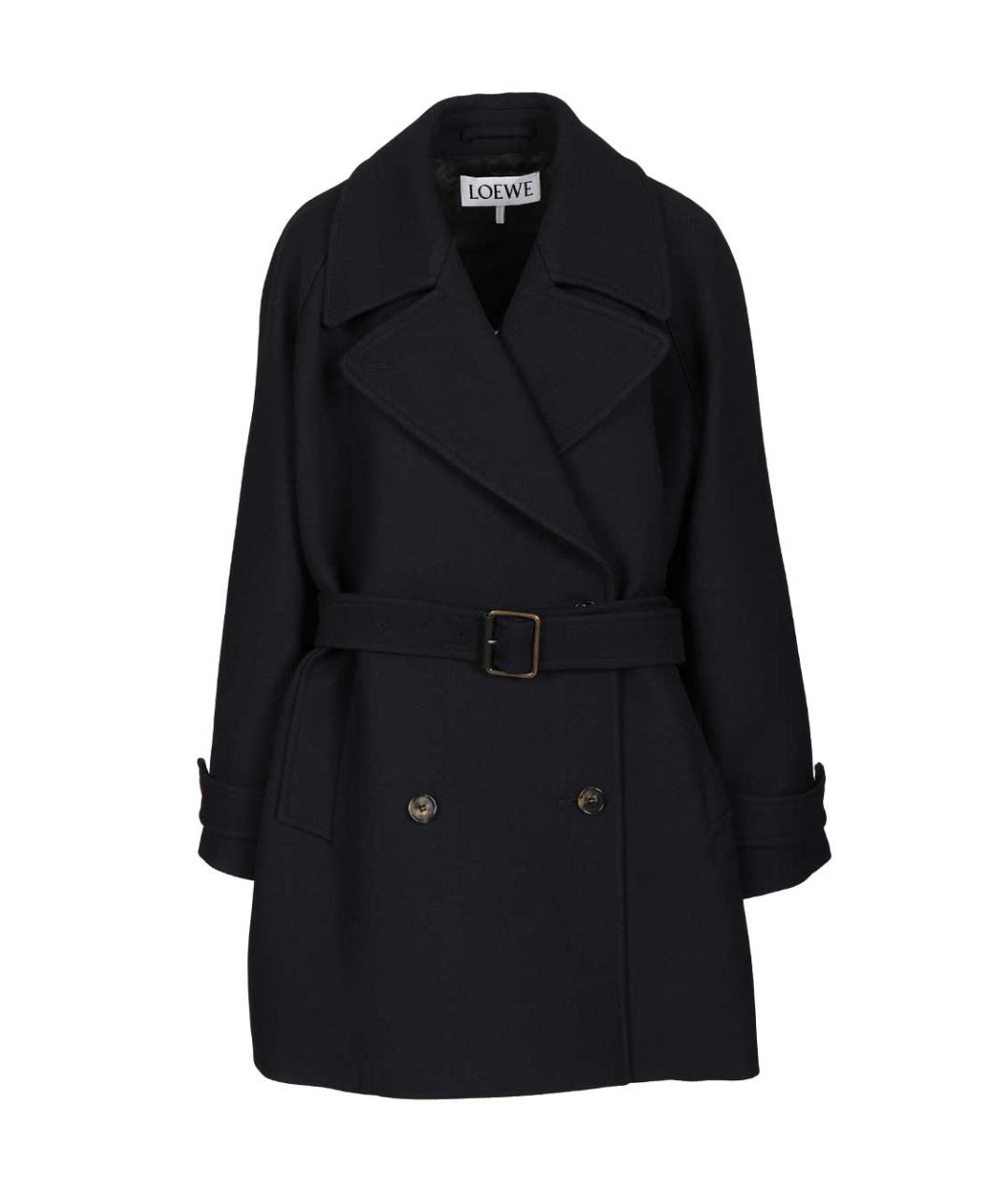 LOEWE Темно-синее шерстяное пальто, фото 1