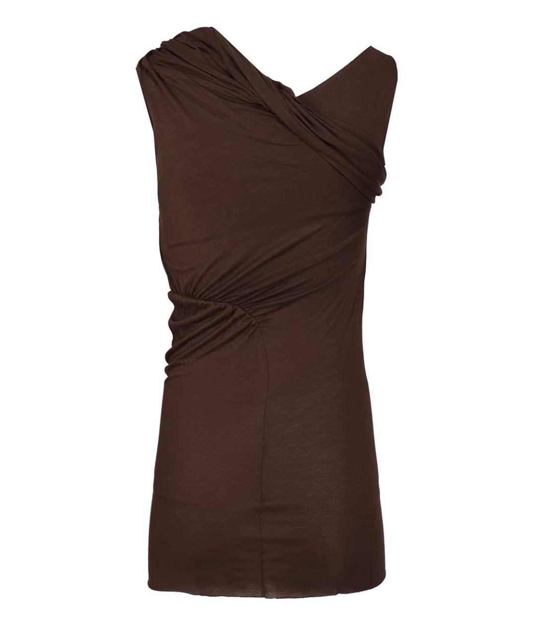 RICK OWENS Коричневая вискозная майка, фото 2